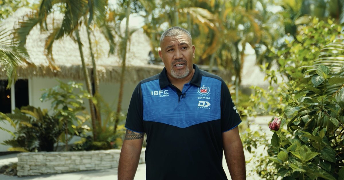 Fetu Samoa head coach Frank Pritchard speaking about the RLWC 2026 World Cup squad