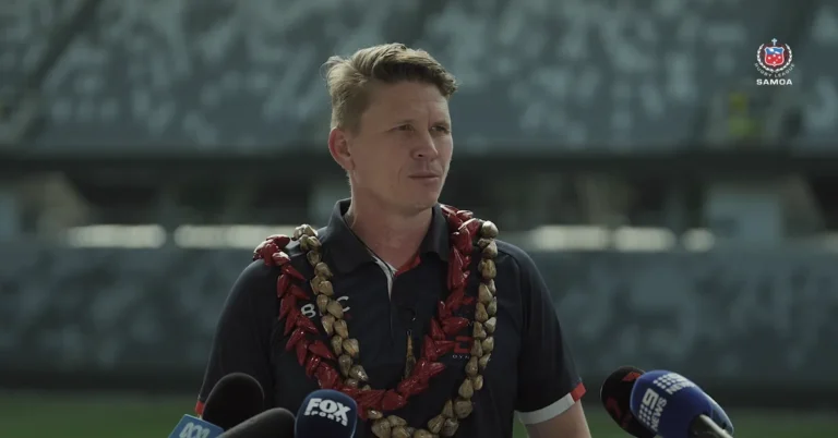 Toa Samoa head coach Ben Gardiner at the RLWC 2026 squad announcement press conference